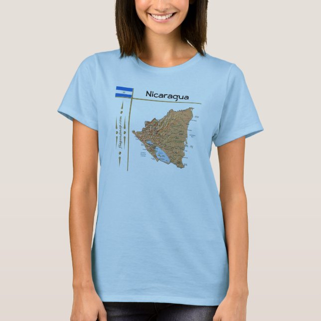 Camiseta Nicaragua Mapa + Bandera + Título (Anverso)