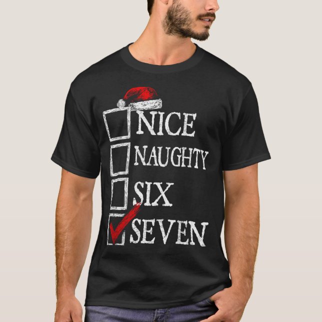 Camiseta Nice Naughty 67 Christmas Funny Meme Six Seven  (Anverso)