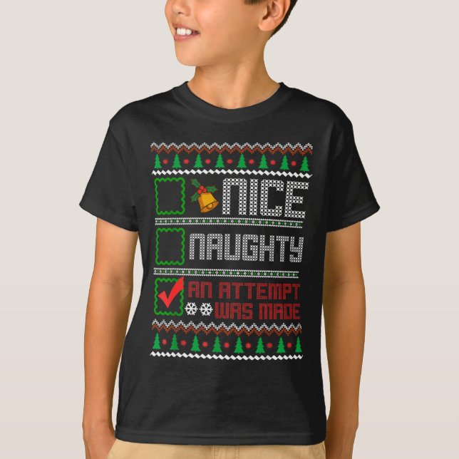 Camiseta Nice Naughty An Attempt Was Made Christmas List Sa (Anverso)