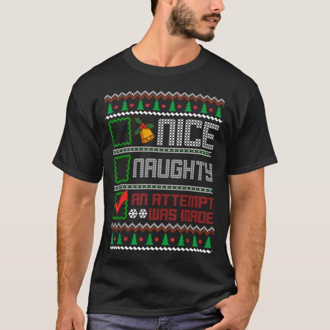 Camiseta Nice Naughty An Attempt Was Made Christmas List Sa (Anverso)