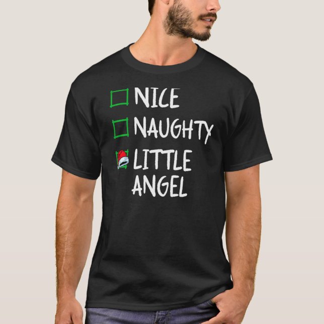 Camiseta Nice Naughty Angel  Christmas List Santa Claus Xma (Anverso)