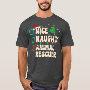 Camiseta Nice Naughty Animal Rescuer Xmas List Santa Claus
