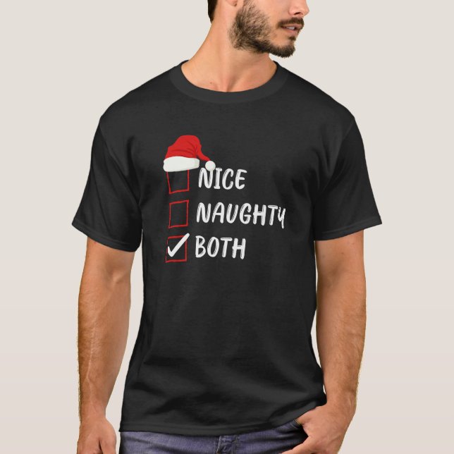 Camiseta Nice Naughty Both Christmas List Family Santa Clau (Anverso)
