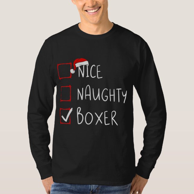 Camiseta Nice Naughty Boxer List Christmas Santa Claus  (Anverso)
