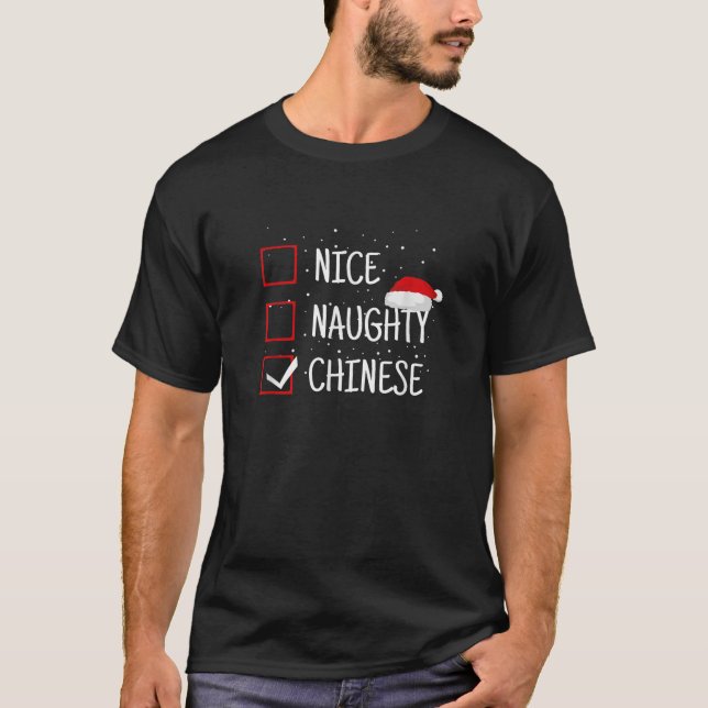 Camiseta Nice Naughty Chinese Christmas Checklist Funny Chi (Anverso)