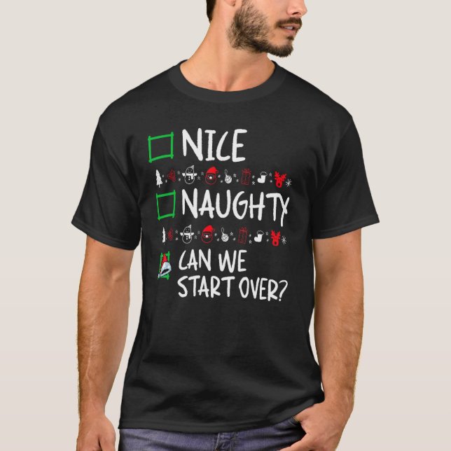 Camiseta Nice Naughty   Christmas List Santa Claus Xmas Hum (Anverso)