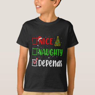 Camiseta Nice Naughty Depende De Los Navidades De La Lista