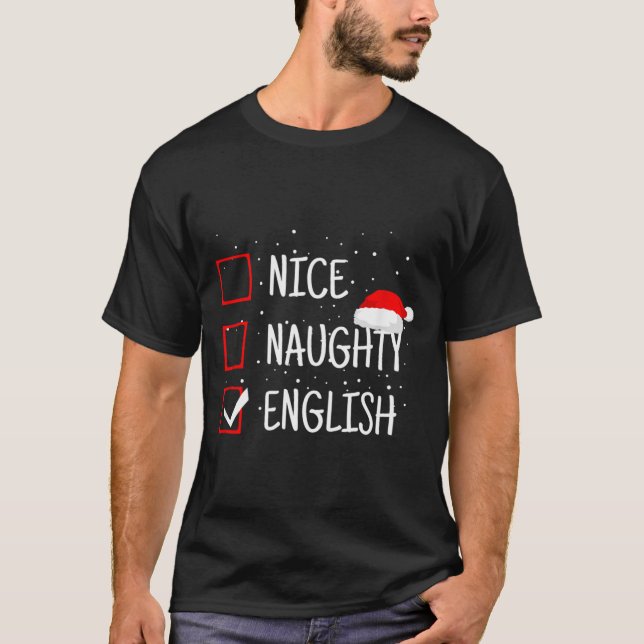Camiseta Nice Naughty English Christmas Checklist Funny Eng (Anverso)