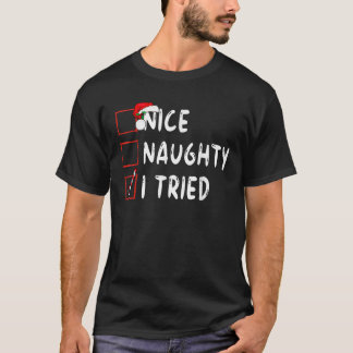 Camiseta Nice Naughty Funny Christmas Family Matching Unise