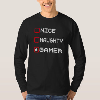 Camiseta Nice Naughty Gamer  Christmas Santa's List Xmas Ga