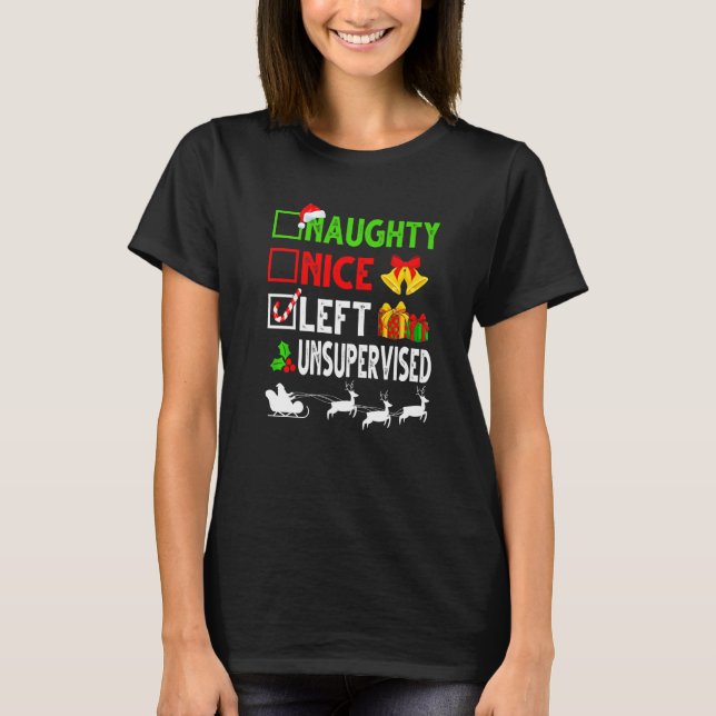 Camiseta Nice Naughty Left Unsupervised Christmas List Sant (Anverso)