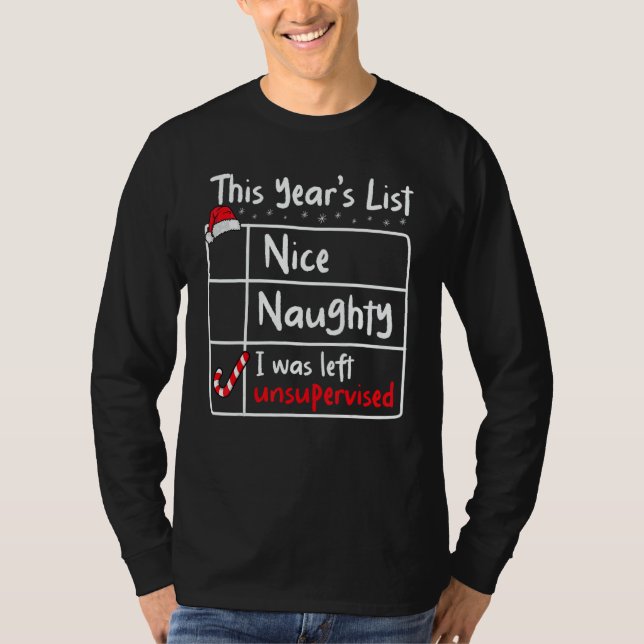 Camiseta Nice Naughty Left Unsupervised Christmas List Sant (Anverso)