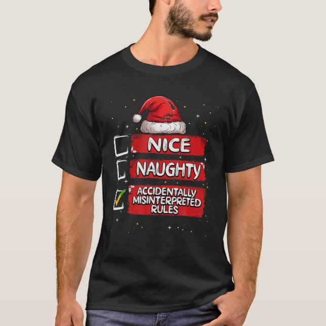 Camiseta Nice Naughty Malinterpretó Las Reglas Navidades Li (Anverso)