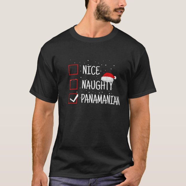 Camiseta Nice Naughty Panamanian Christmas Checklist Funny  (Anverso)