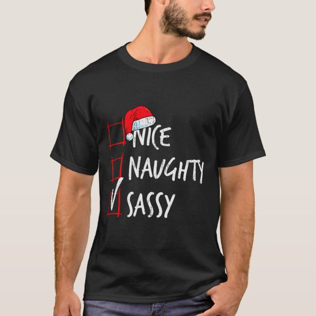 Camiseta Nice Naughty Sy Christmas List Santa Costume Xmas  (Anverso)
