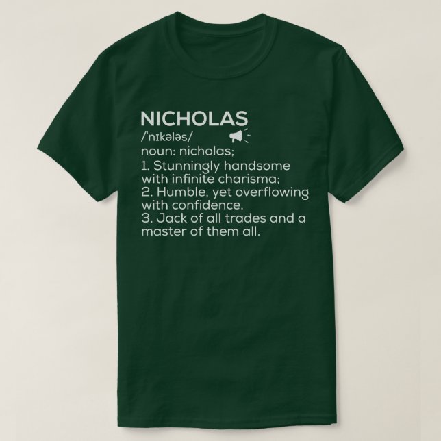 Camiseta Nicholas Nombre Definición Nicholas Significado Ni (Diseño del anverso)