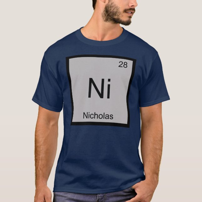 Camiseta Nicholas Nombre Elemento Químico Tabla Periódica (Anverso)