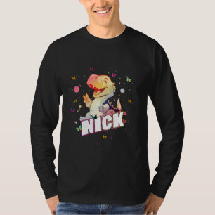 Camiseta NICK - Nombre de chico lindo con dinosaurio lindo