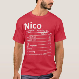 Camiseta NICO Nutrición Divertido Cumpleaños Nombre Persona