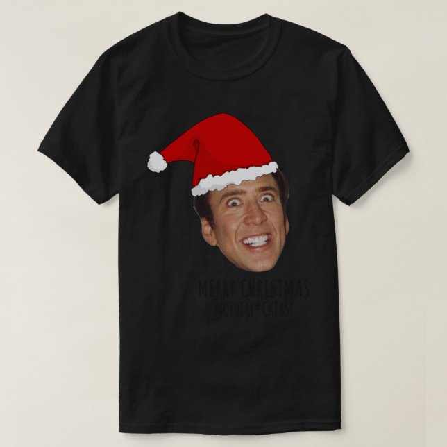 Camiseta Nicolas Cage Merry, amas de maternidad de Navidad (Diseño del anverso)