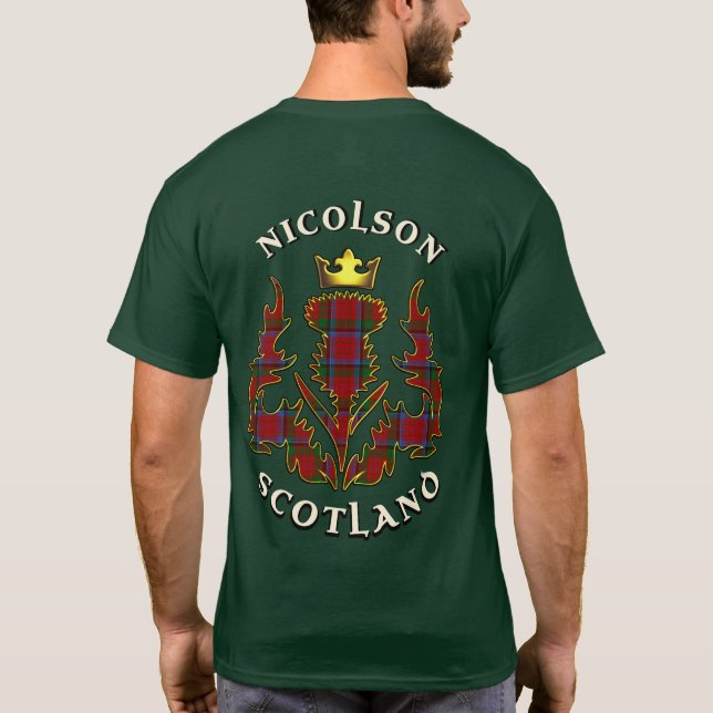 Camiseta Nicolson Clan Badge & Tartan w/Motto (Reverso)