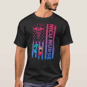 Camiseta Nicu Enfermera Bandera Vintage Retro Enfermera Icu