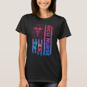 Camiseta Nicu Enfermera Bandera Vintage Retro Enfermera Icu