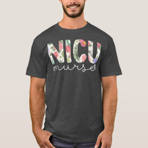 Camiseta NICU Enfermera ICU Diseño floral lindo Enfermería 