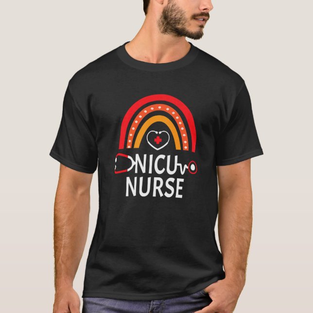 Camiseta Nicu Enfermera Rainbow Icu Equipo neonatal Tiny Hu (Anverso)