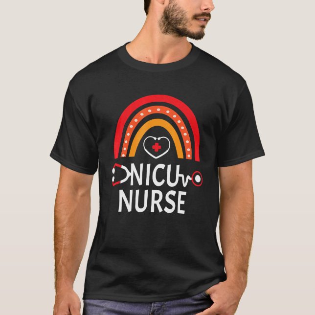 Camiseta Nicu Enfermera Rainbow Icu Equipo neonatal Tiny Hu (Anverso)