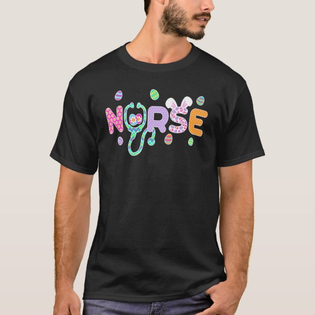 Camiseta Nicu Enfermera Stethoscope Bunny Ears Easter Eggap (Anverso)