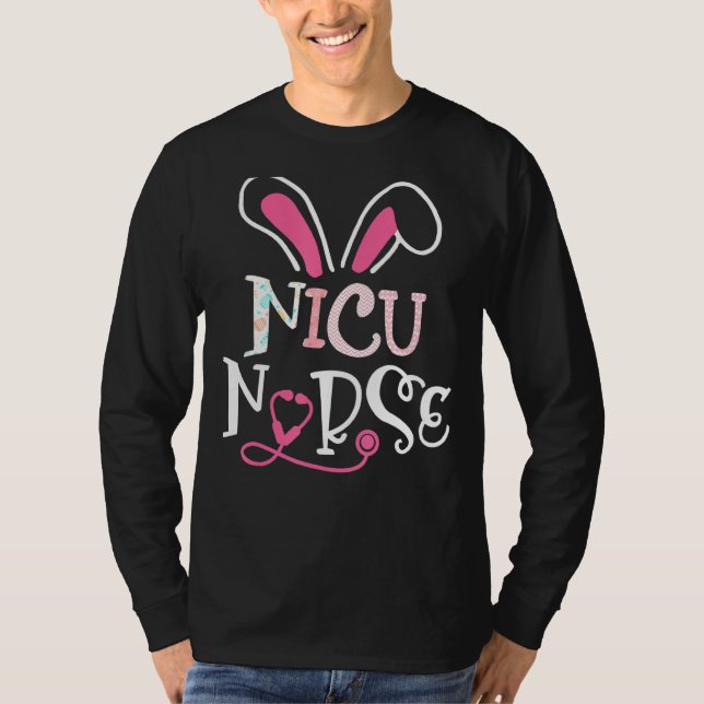 Camiseta Nicu Enfermera Stethoscope Bunny Ears Happy Enferm (Anverso)