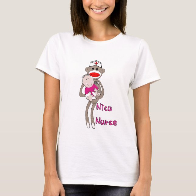 Camiseta Nicu Enfermeras Sock Monkey Design Gifts (Anverso)
