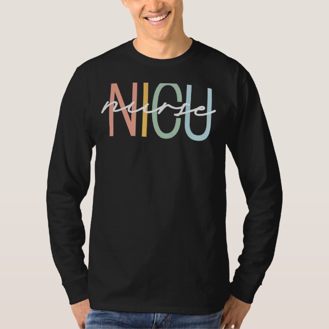 Camiseta Nicu Enferse Icu Neonatal Boho Rainbow Team Tiny H (Anverso)