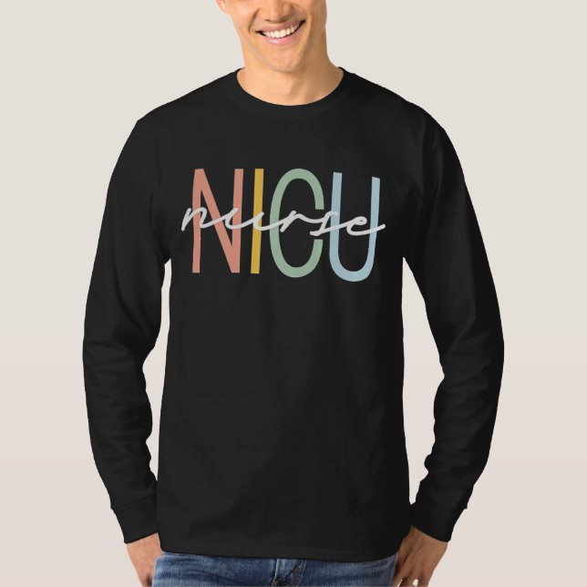 Camiseta Nicu Enferse Icu Neonatal Boho Rainbow Team Tiny H (Anverso)