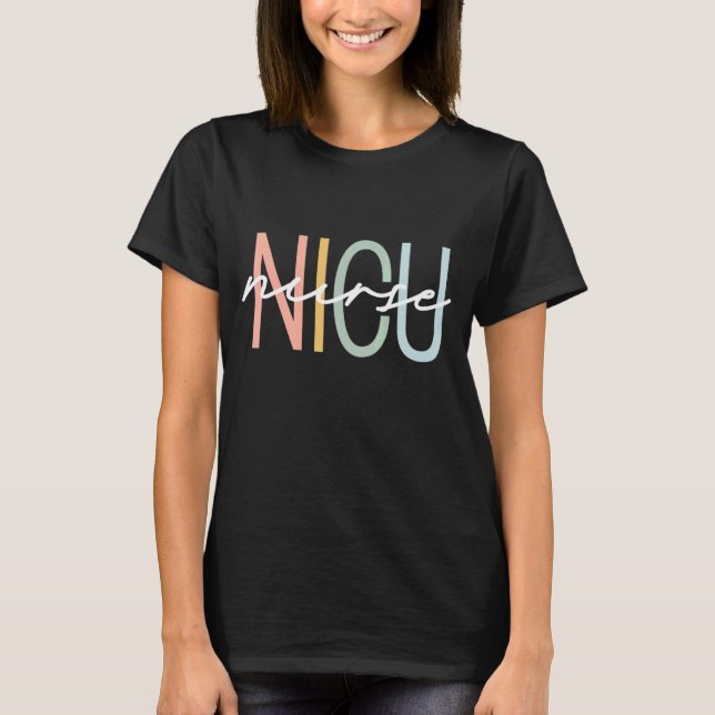 Camiseta Nicu Enferse Icu Neonatal Boho Rainbow Team Tiny H (Anverso)