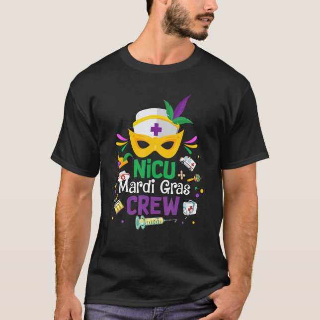 Camiseta Nicu Mardi Gras Nurse Crew Family Group Nursing Lo (Anverso)