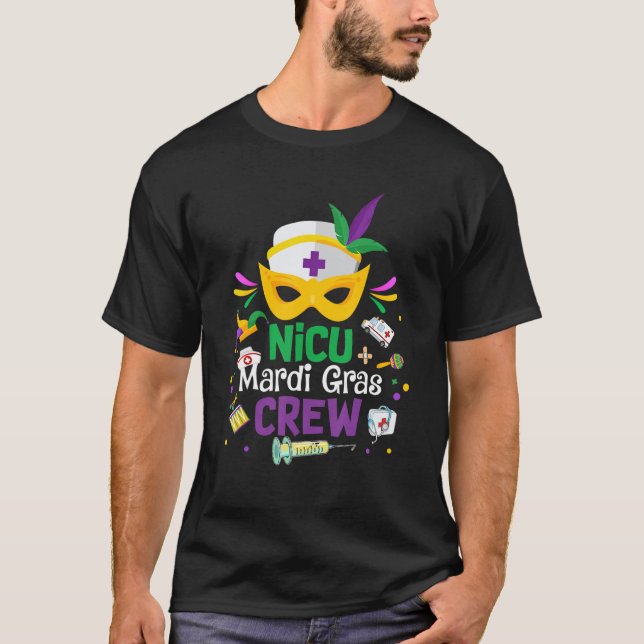 Camiseta NICU Mardi Gras Nurse Crew Family Group Nursing Lo (Anverso)