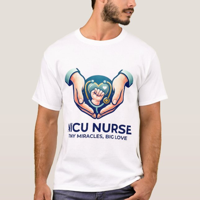Camiseta NICU Nurse Tiny Miracles Big Love Hands (Anverso)