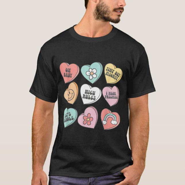 Camiseta Nicu Nurse Valentine's Day Heart Candy Neonatal Ic (Anverso)