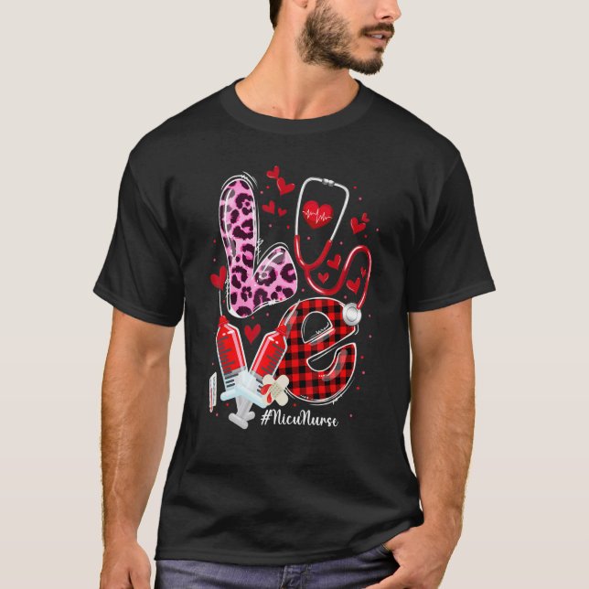 Camiseta Nicu Nurse Valentines Day Stethoscope ER ICU NICU  (Anverso)