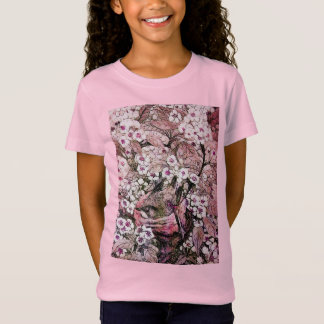 CAMISETA NIDO DE AVES, ÁRBOL, FLORES DE PRIMAVERA BLANCA RO