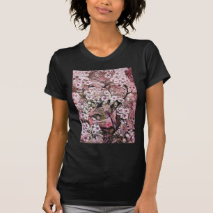 CAMISETA NIDO DE AVES,FLORES DE PRIMAVERA BLANCA ROSA Y ÁRB