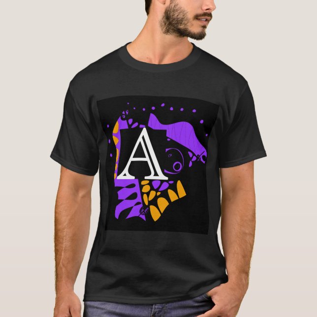 Camiseta Nido de pájaro - Carta inicial personalizada A (Anverso)