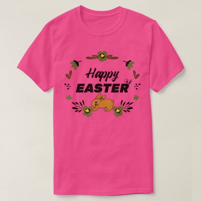 Camiseta Nido de Pascua Feliz Pascua flor corona lindo cone (Diseño del anverso)