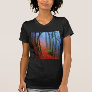 Camiseta Niebla azul del otoño del bosque pintado