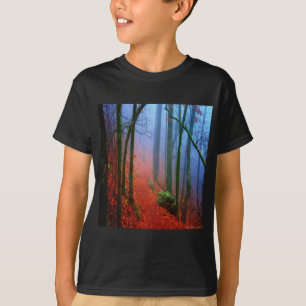 Camiseta Niebla azul del otoño del bosque pintado