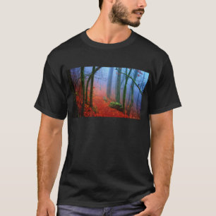 Camiseta Niebla azul del otoño del bosque pintado