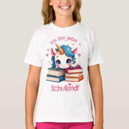 Camiseta Niedliches Einhorn mit Büchern - Schulkind |