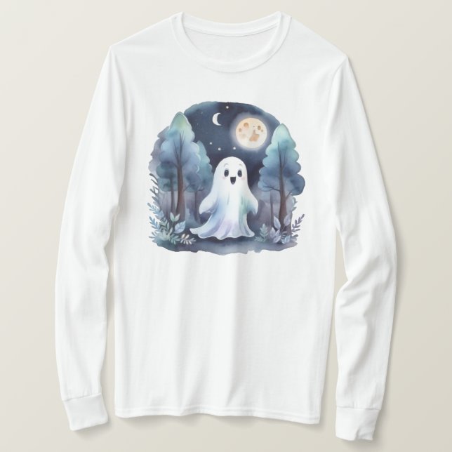 Camiseta Niedliches Gespenst Geist im Wald Longsleeve  (Anverso del diseño)